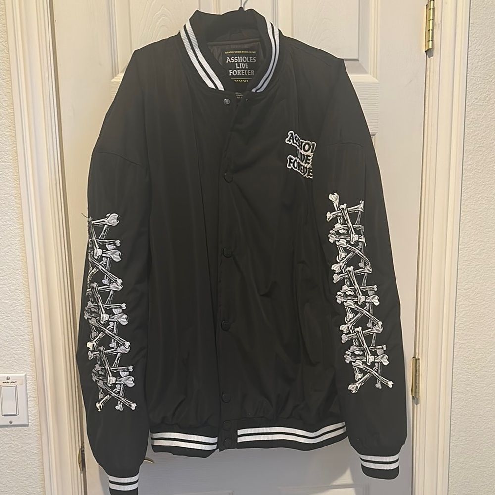 Assholes Live Forever Black Varsity Jacket